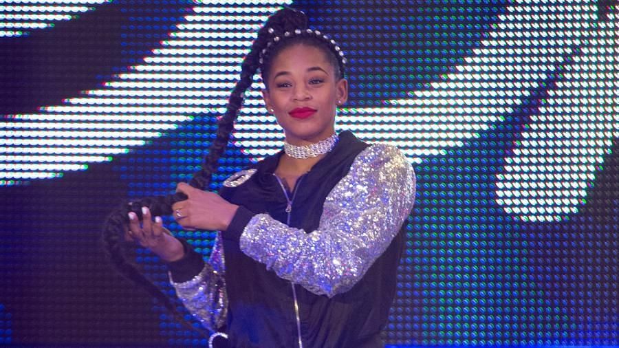 Bianca Belair keeps an eye out for Bayley
