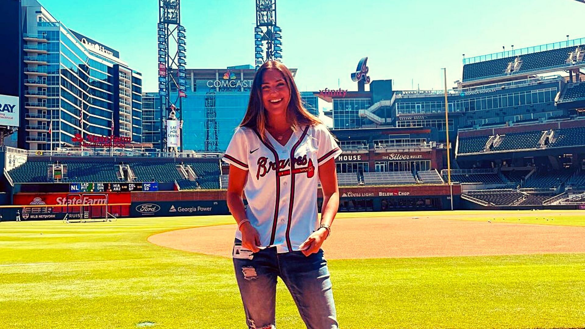 Natalia Rose attending a Baseball game in 2022 as an ambassador.