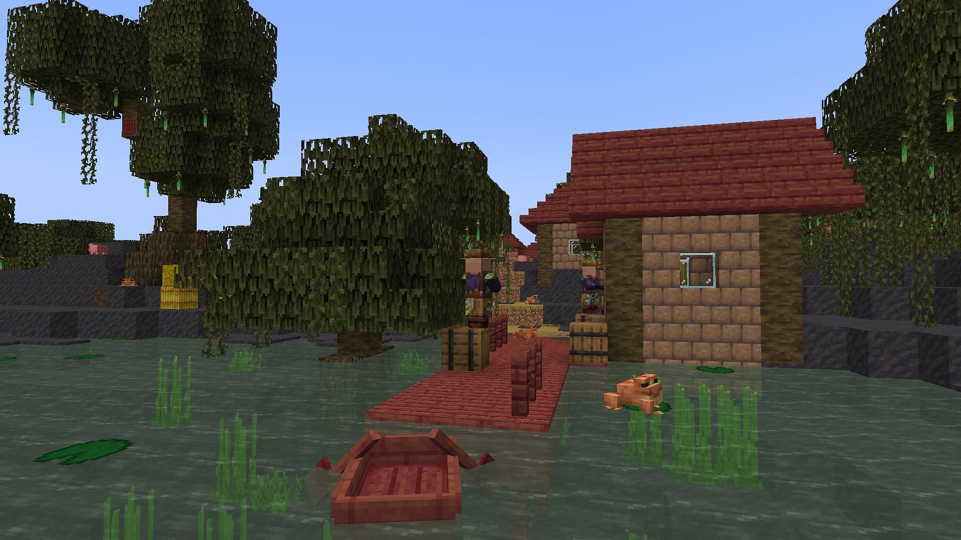 A custom village built with 1.19 features (Image via u/thefallen_angel7 on Reddit)