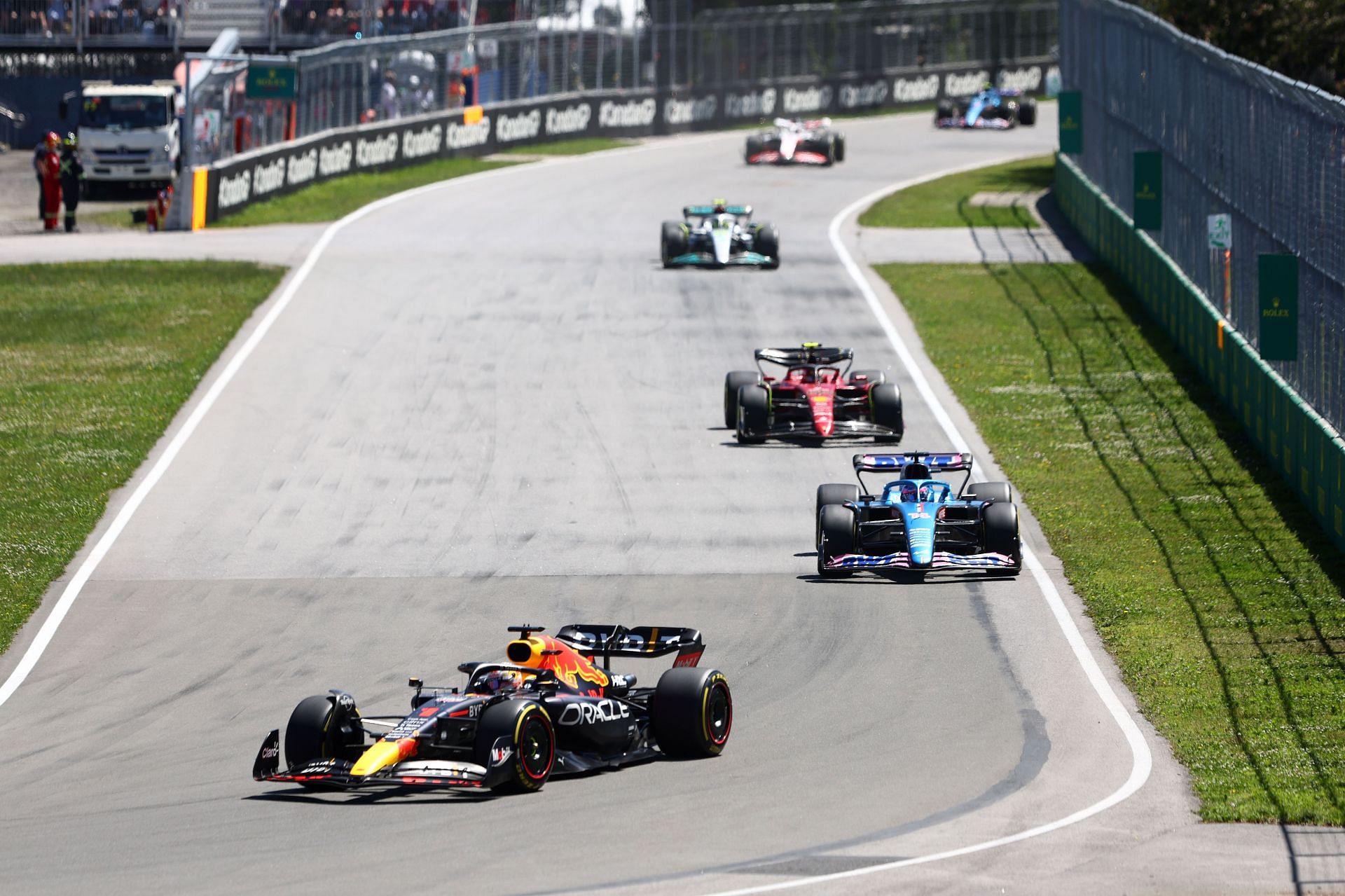 Fernando Alonso hangs onto his second place at the Canadian Grand Prix