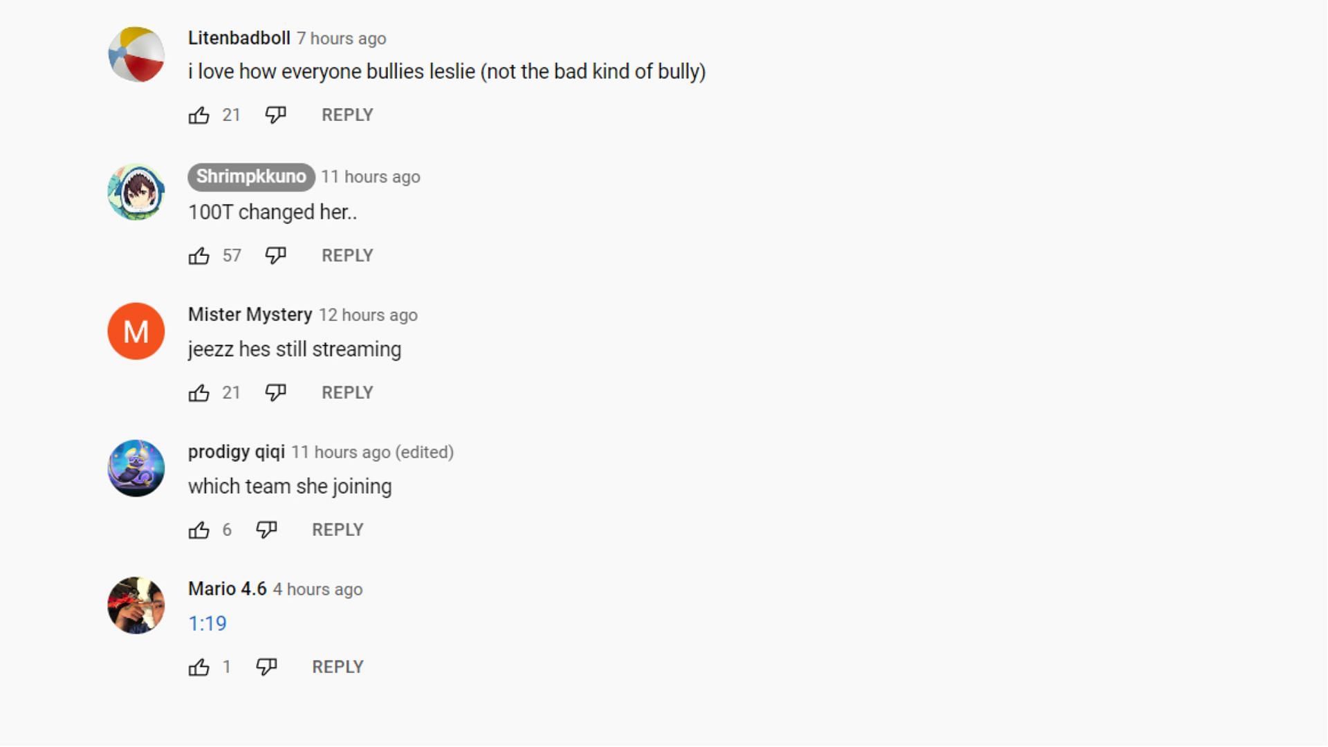 Fans react to Leslie&#039;s &quot;flex&quot; during livestream (Image via- Shrimpkkuno/YouTube)