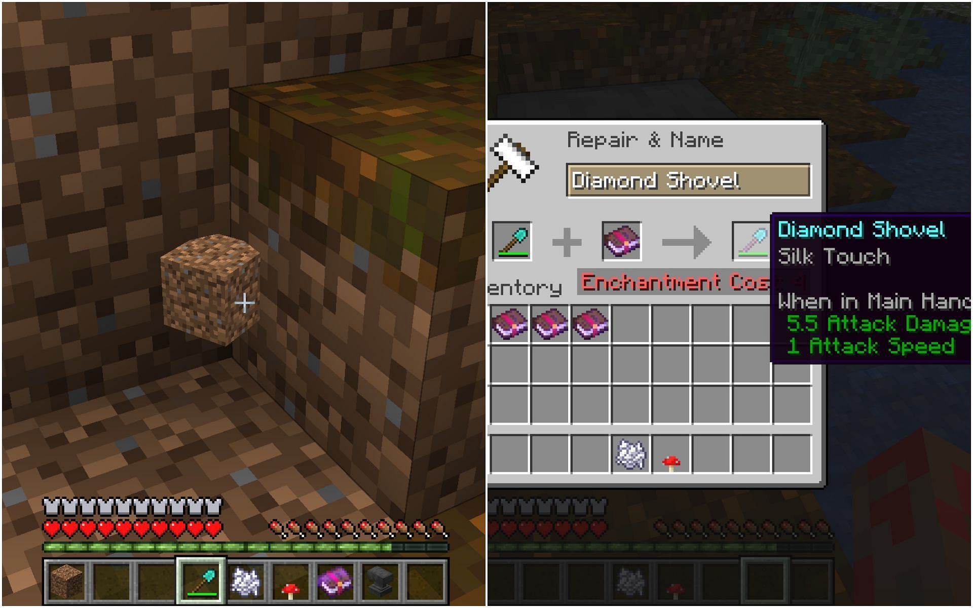 It can only be obtained with silk touch shovel otherwise it drops as normal dirt block (Image via Mojang)