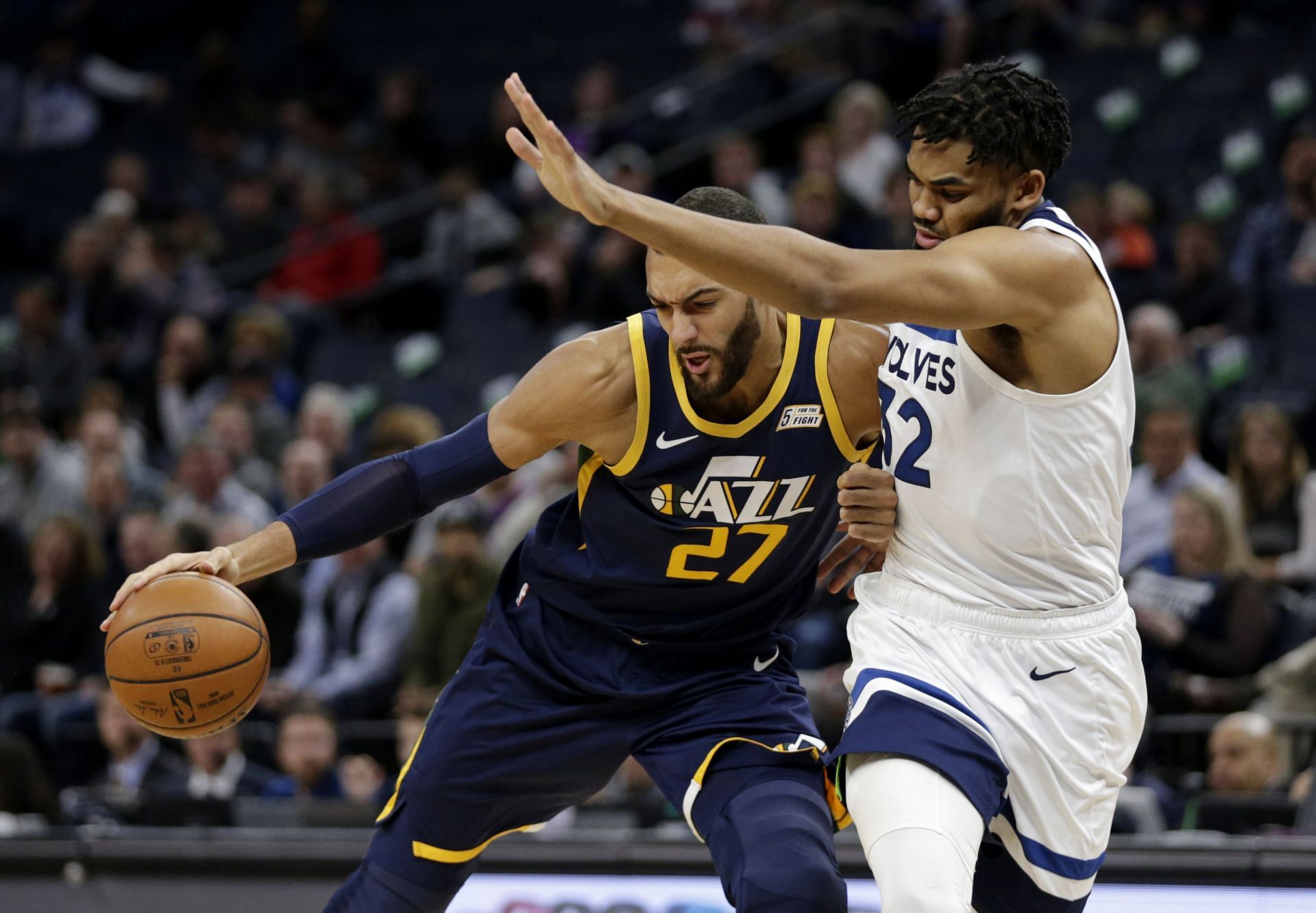 Rudy Gobert [left] could be Karl-Anthony Towns&#039; [right] teammate next season with the Minnesota Timberwolves. [Photo: The Salt Lake Tribune]