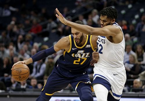 Rudy Gobert [left] could be Karl-Anthony Towns' [right] teammate next season with the Minnesota Timberwolves. [Photo: The Salt Lake Tribune]