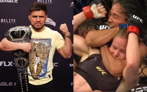 Henry Cejudo (left), Taila Santos vs Valentina Shevchenko (right) [Images courtesy: @henry_cejudo and @ufc via Instagram]