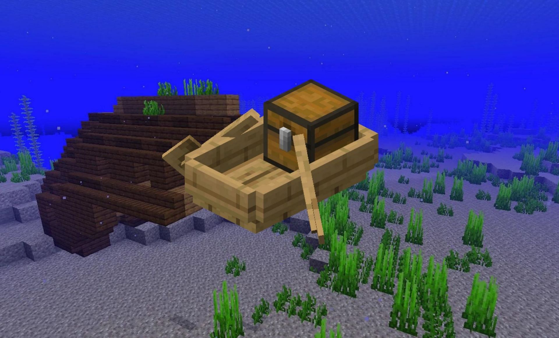 A boat with a chest (Image via Minecraft Wiki)