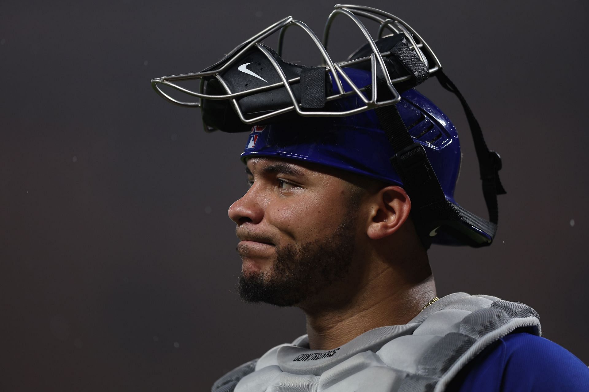 Willson Contreras at backstop during at Chicago Cubs v Baltimore Orioles game.