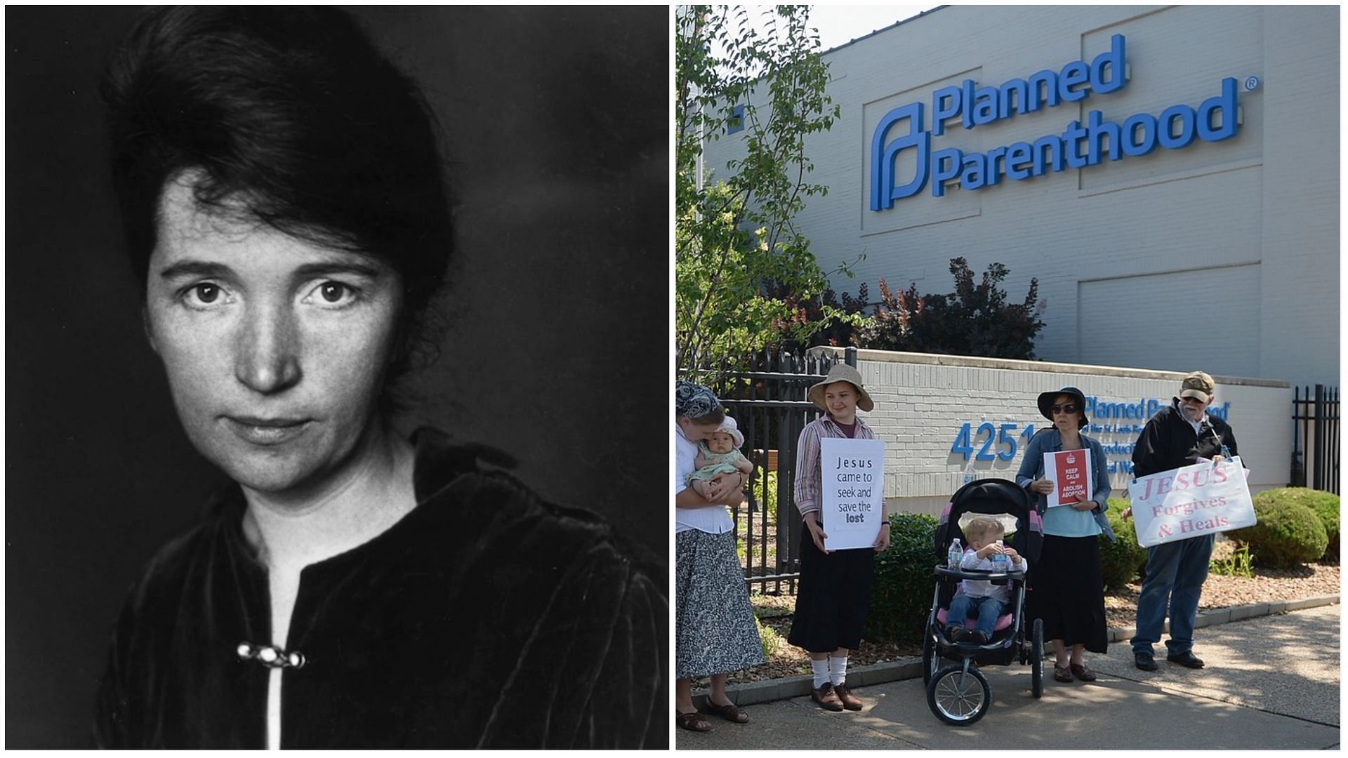 Margaret Sanger and Planned Parenthood (Image via Hulton Archive/Getty Images, and Michael B. Thomas/Getty Images)