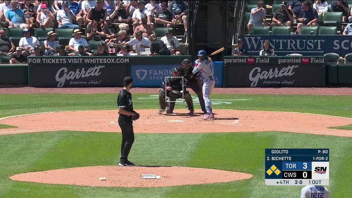 Bo Bichette with the 1st inning golf swing crushes an absolute moonshot for  his first homer and first RBI of the season : r/baseball