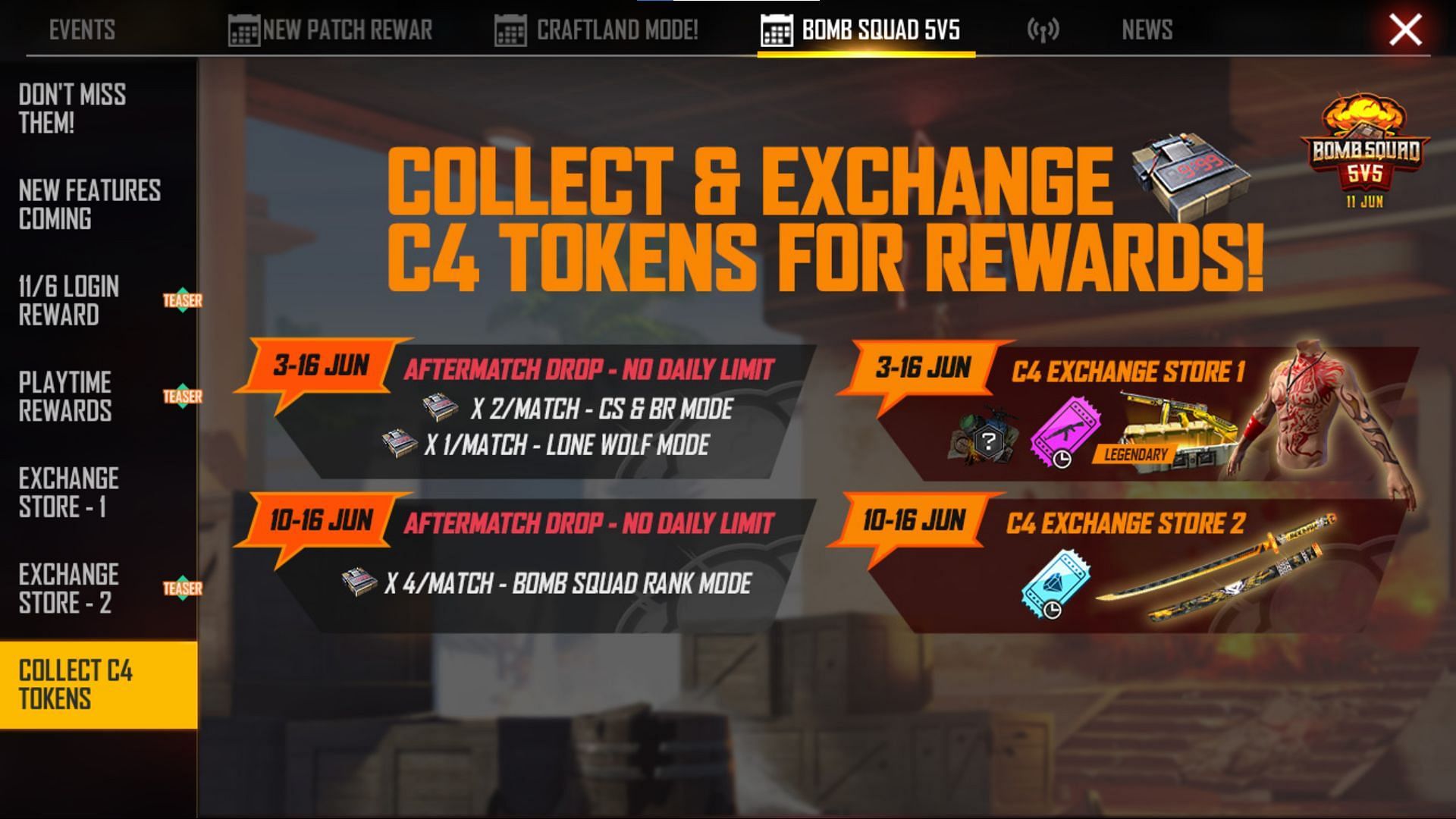 Here&#039;s how the tokens will be given to players (Image via Garena)