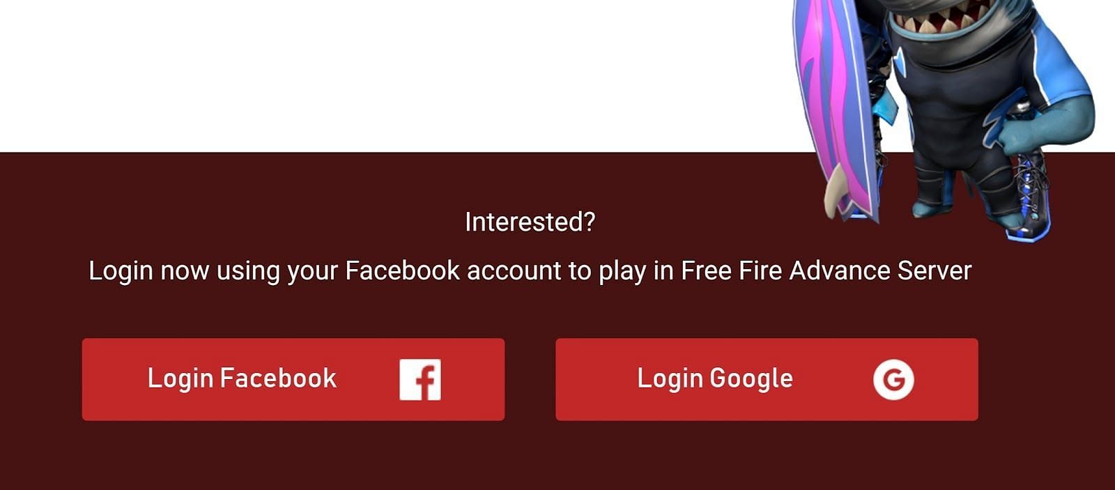 Log in using Google or Facebook account linked to the player ID (Image via Garena)