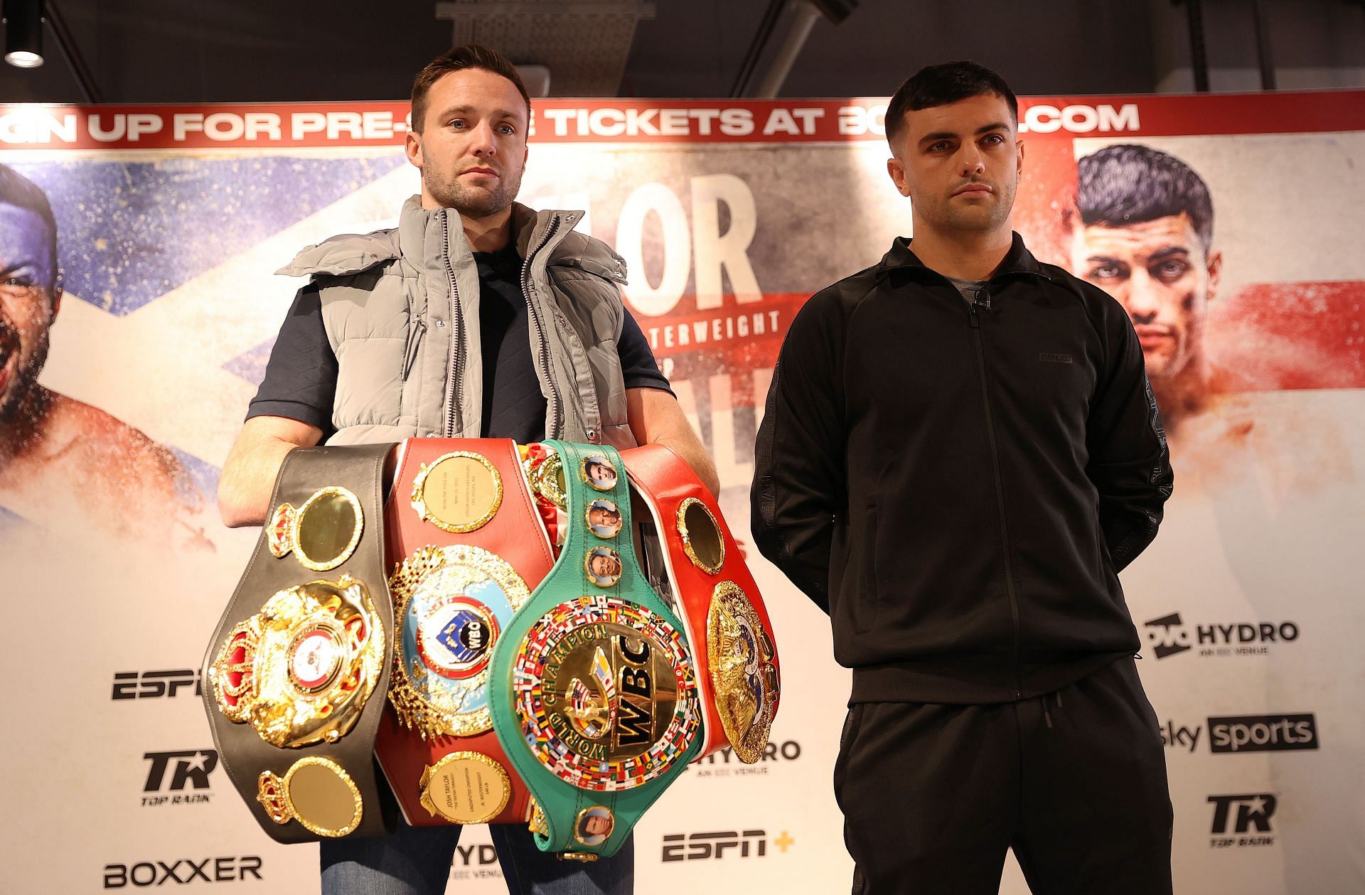 Josh Taylor (left) and Jack Caterall (right) face off