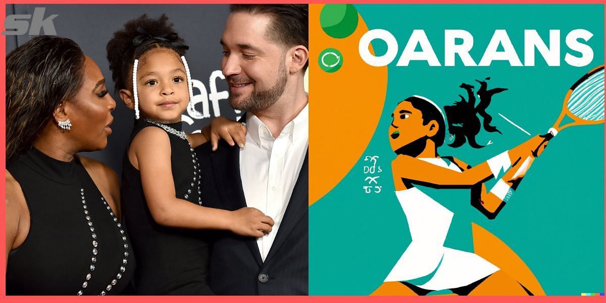 Serena Williams' husband Alexis Ohanian shares Roland Garros-style poster of their daughter Olympia hitting a tennis ball