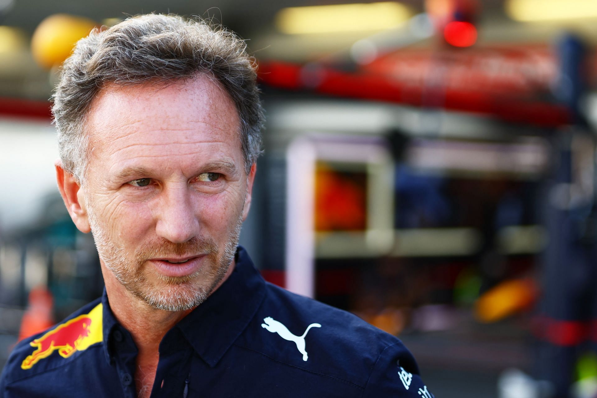 Red Bull Racing team principal Christian Horner looks on from the pitlane during qualifying ahead of the 2022 F1 Grand Prix of Azerbaijan (Photo by Mark Thompson/Getty Images)