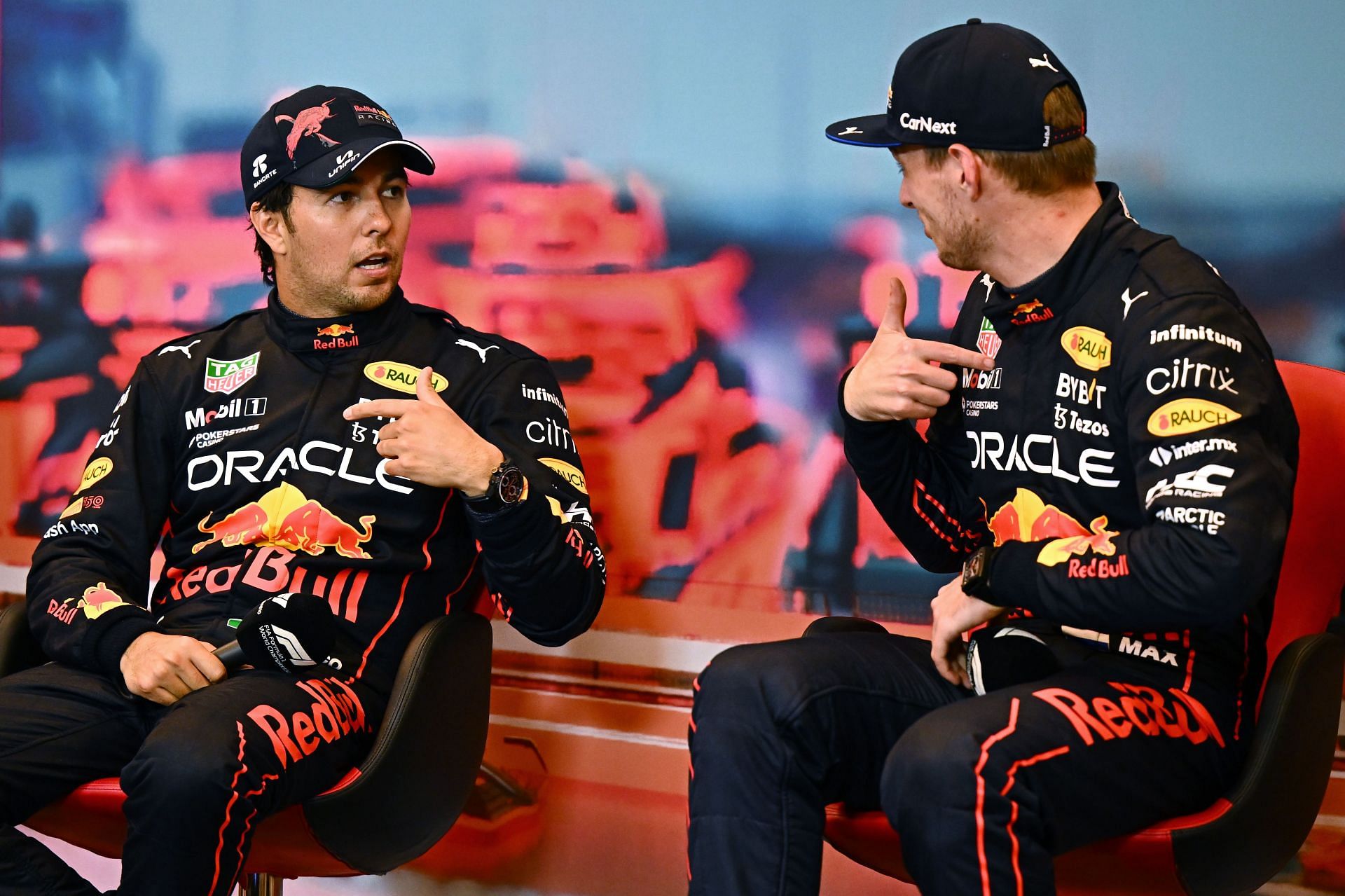 Sergio Perez (left) and Max Verstappen at the F1 Grand Prix of Monaco