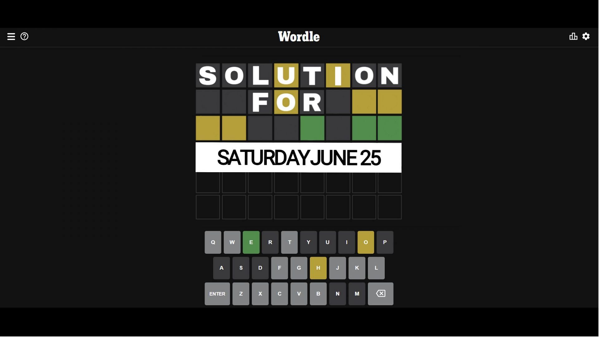 Wordle solution for June 25 rhymes with &quot;needy&quot; (Image via Sportkeeda)