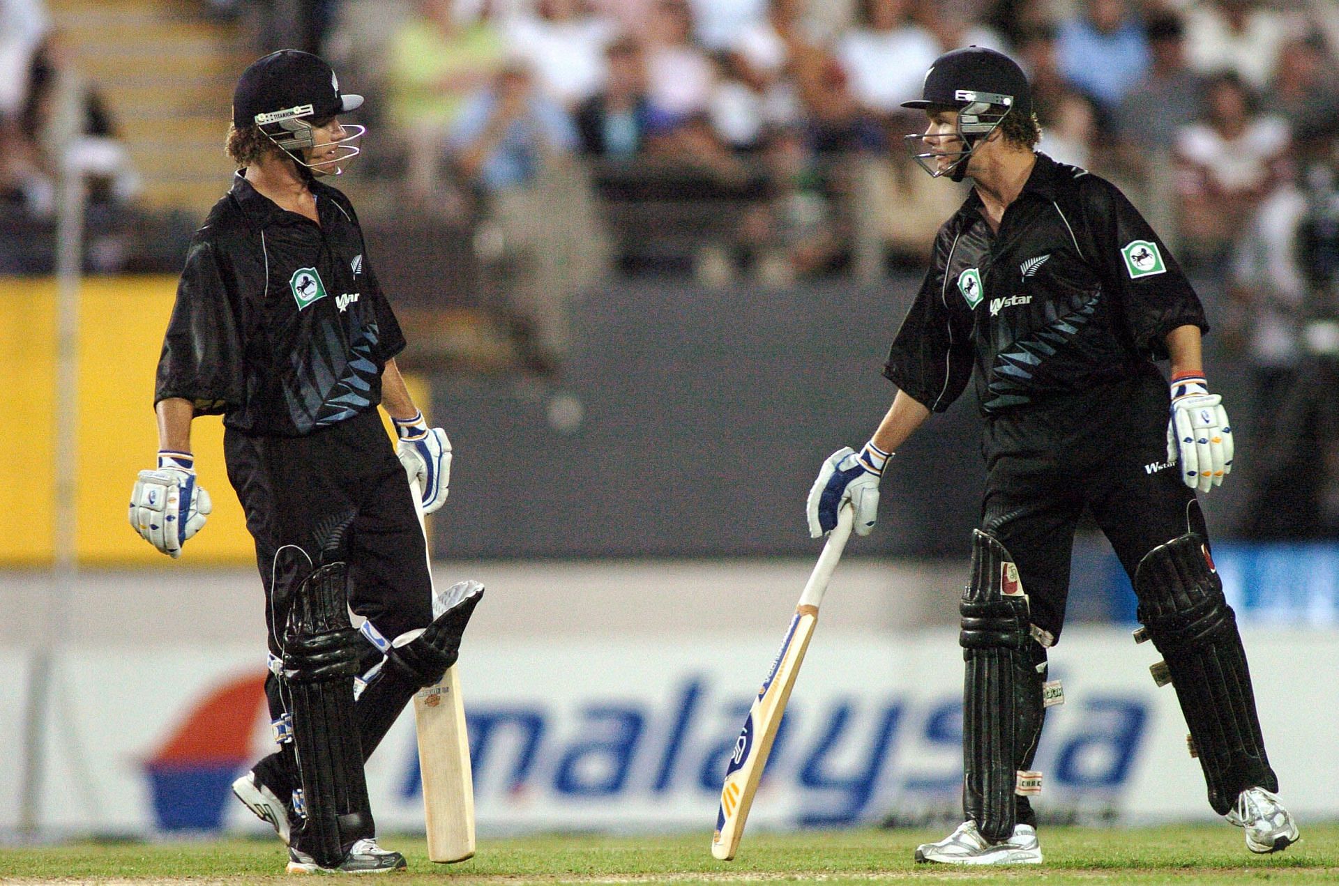 Hamish Marshall (left) and his brother James during an ODI against Australia in 2005. Pic: Getty Images