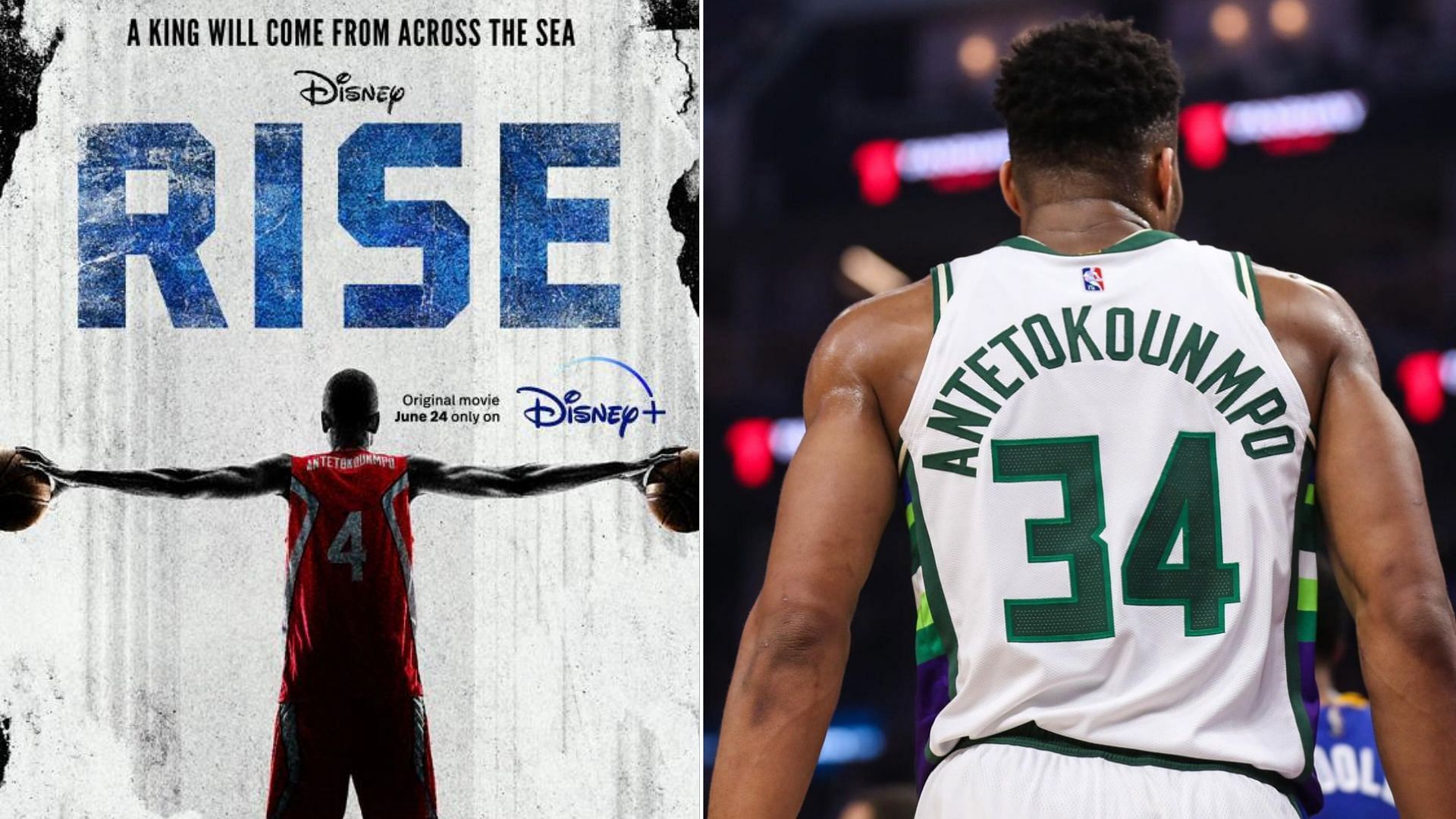 Rise, a Disney+ original biographical sport film, will narrate the story of Giannis Antetokounmpo and his brothers, taking viewers on a journey to the trio&#039;s stardom in the NBA (Image via Disney+, @giannis_an34/Instagram)