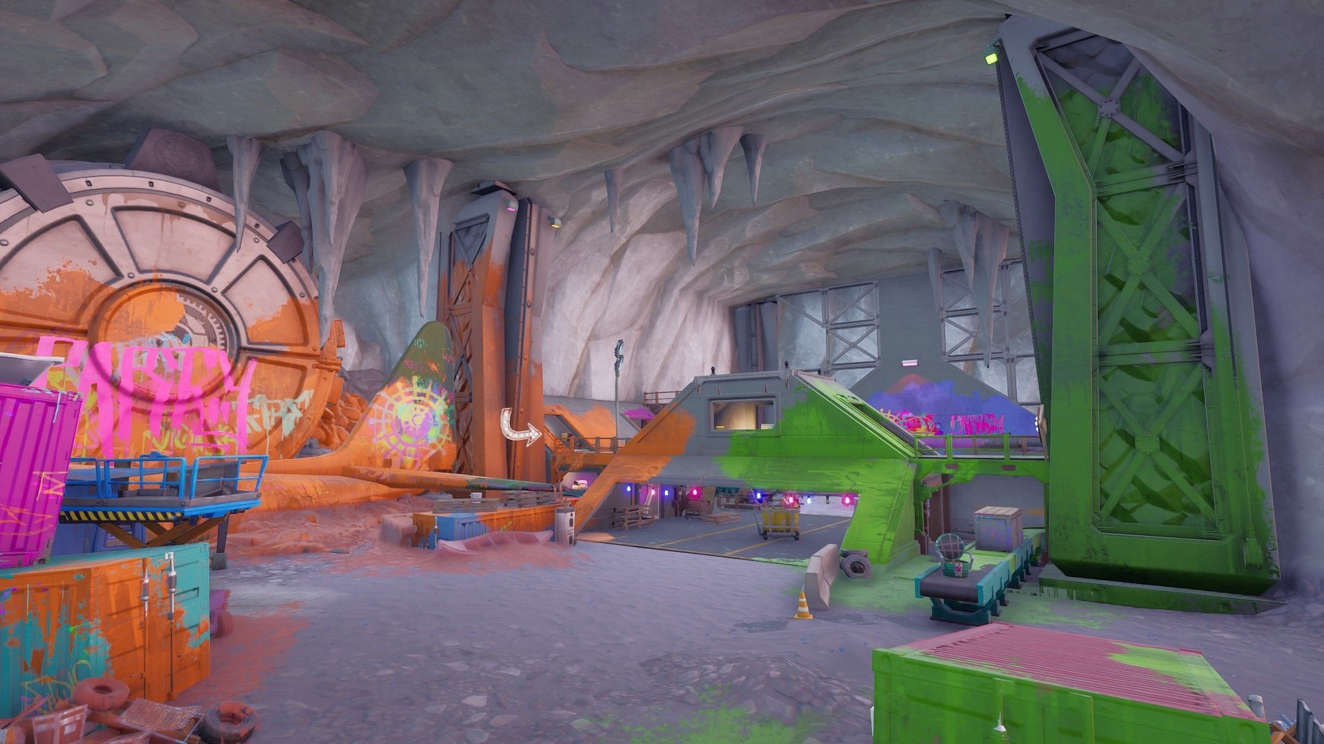 Eerie sounds emanating from the vault inside Rave Cave suggest something is brewing (Image via Epic Games)