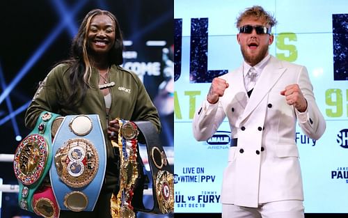 Claressa Shields (L) and Jake Paul (R)