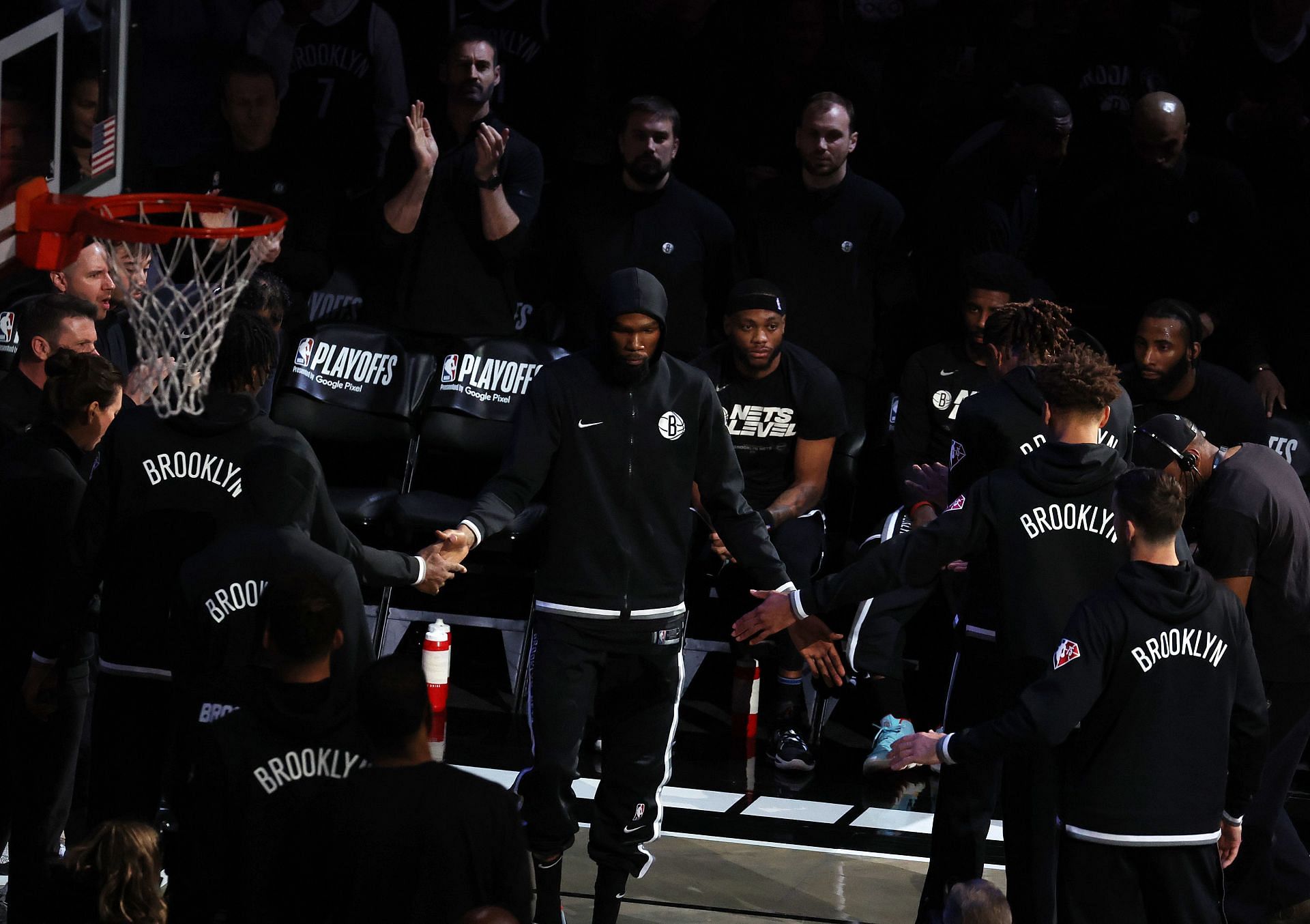 Kevin Durant being introduced in Game Three against the Celtics