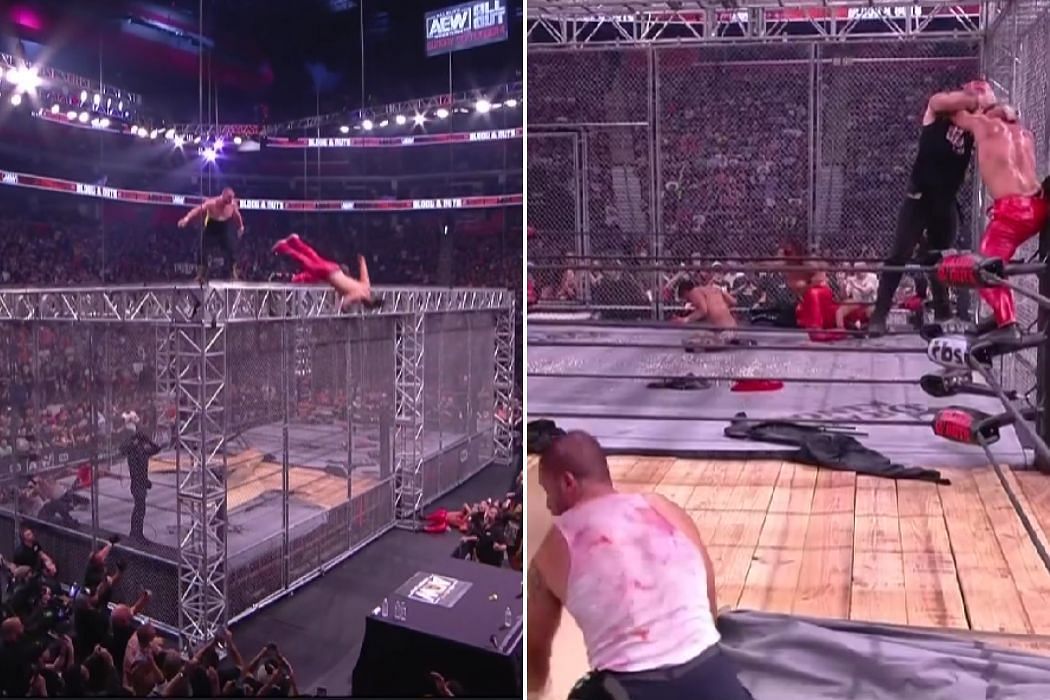 A crazy AEW Dynamite main event saw Sammy Guevara being thrown off the steel structure