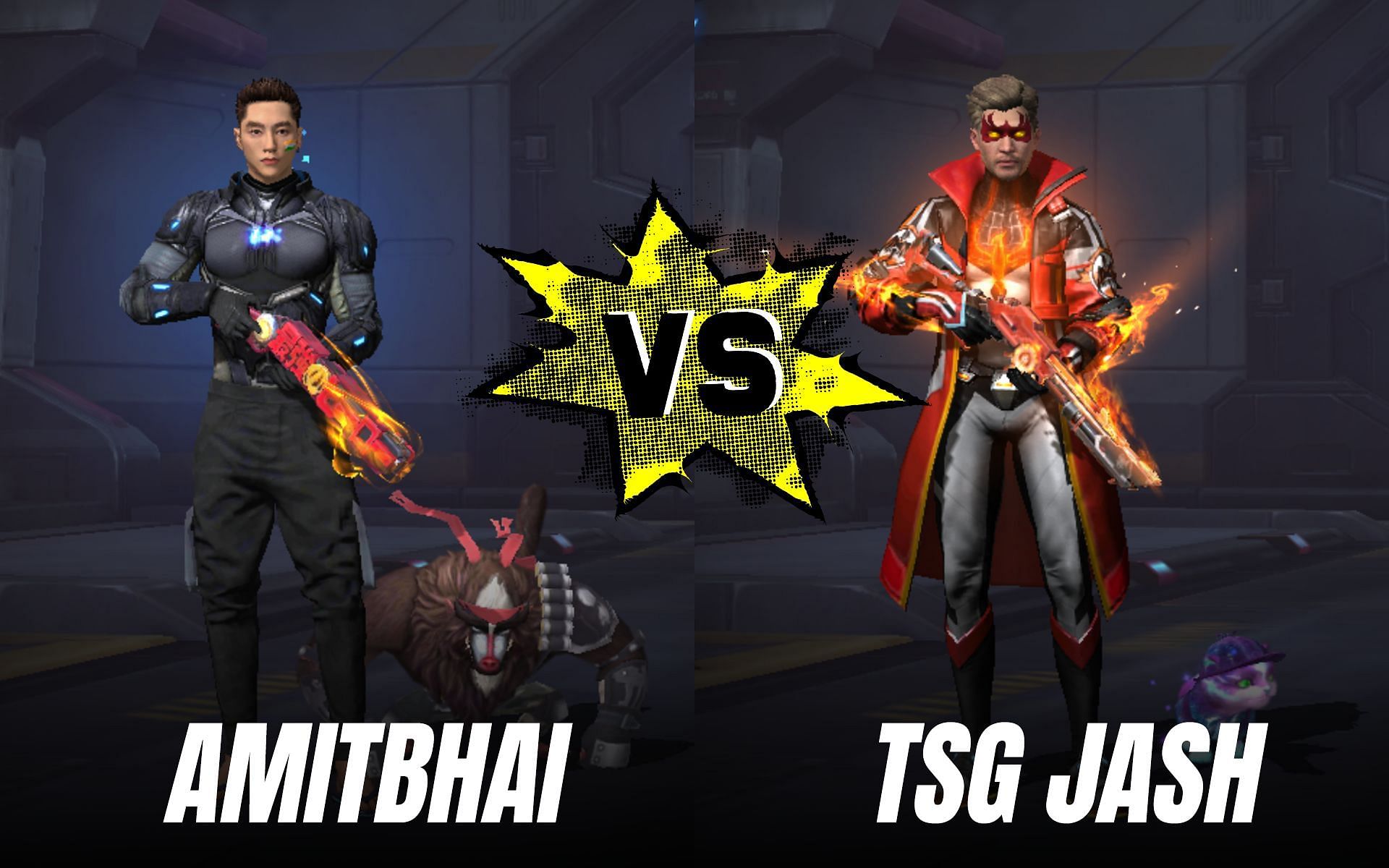 Comparing the Free Fire stats of Amitbhai and TSG Jash (Image via Sportskeeda)