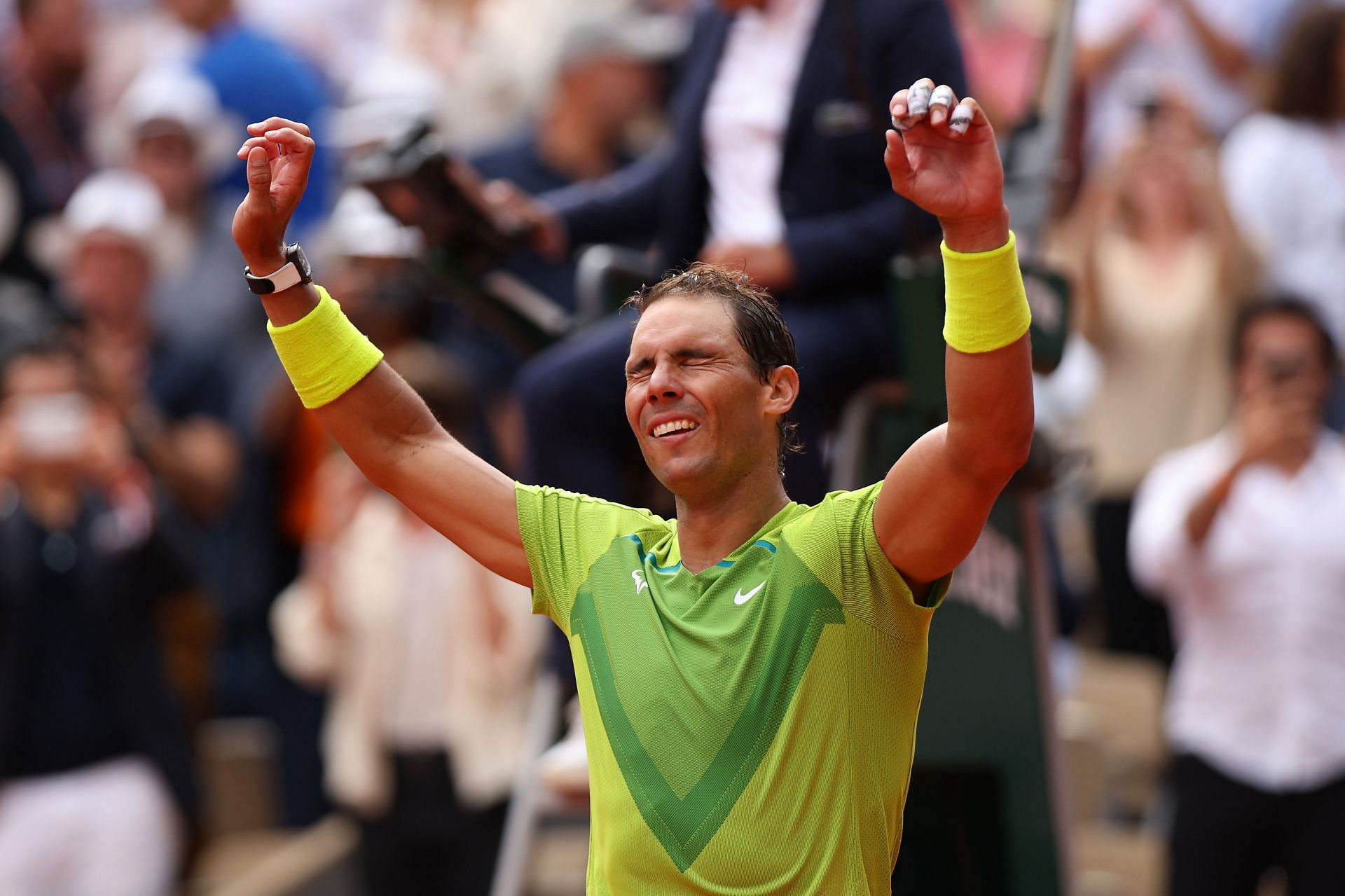 Nadal celebrates match point against Casper Ruud