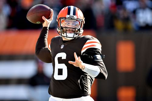 Cleveland Browns quarterback Baker Mayfield on the field