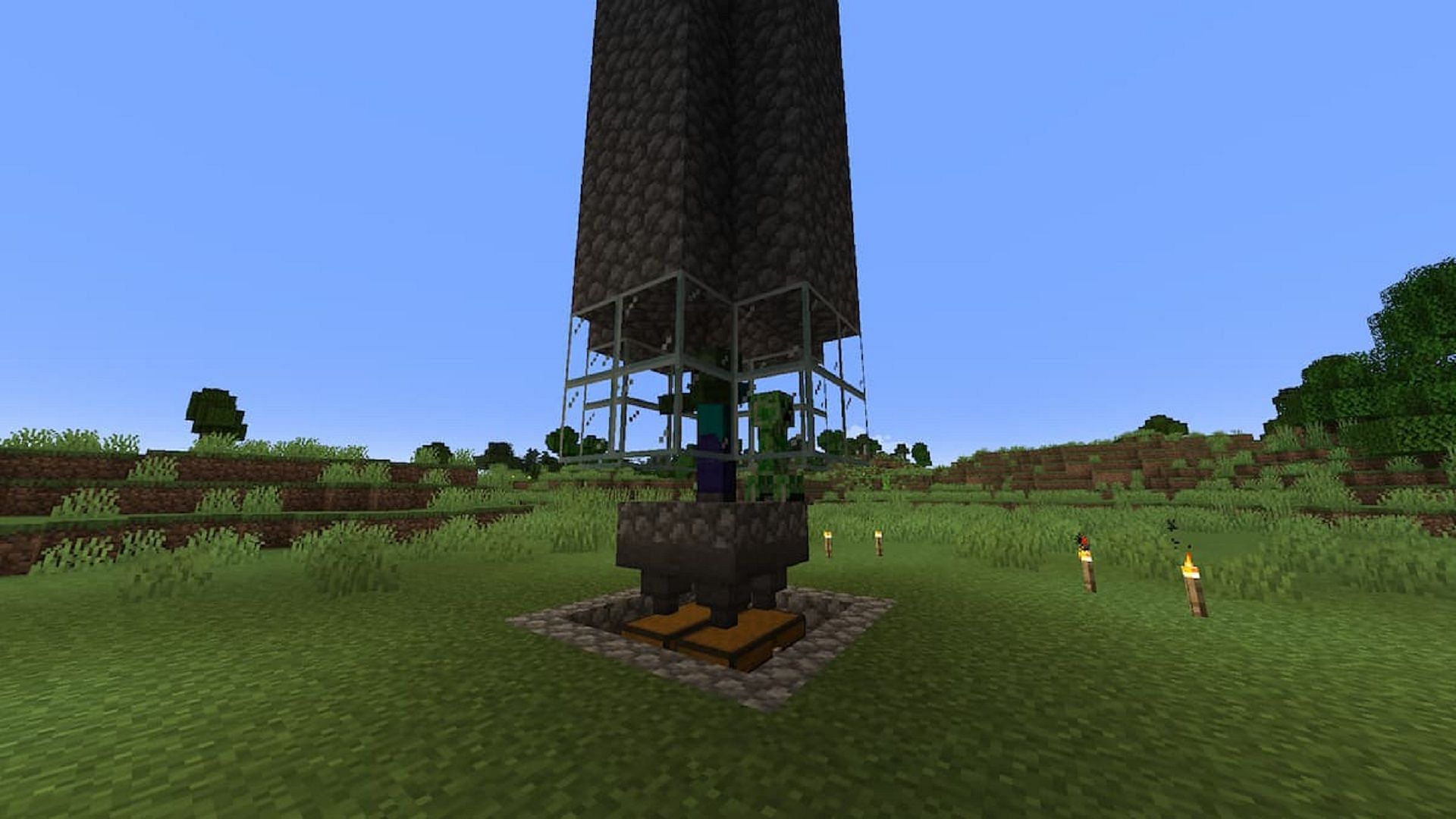 A standard drop tower mob farm (Image via Mojang)