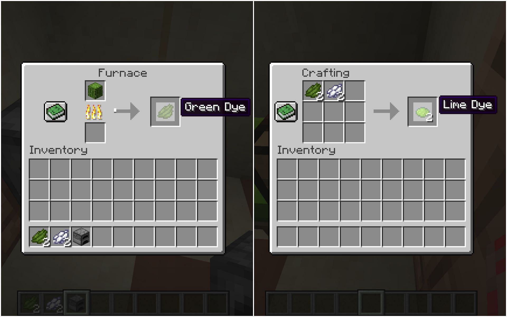 Green dye is obtained from cactus that can be combined with white dye to get lime (Image via Minecraft 1.19)