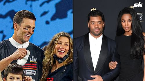 Tom Brady and Gisele Bundchen and Russell Wilson and Ciara