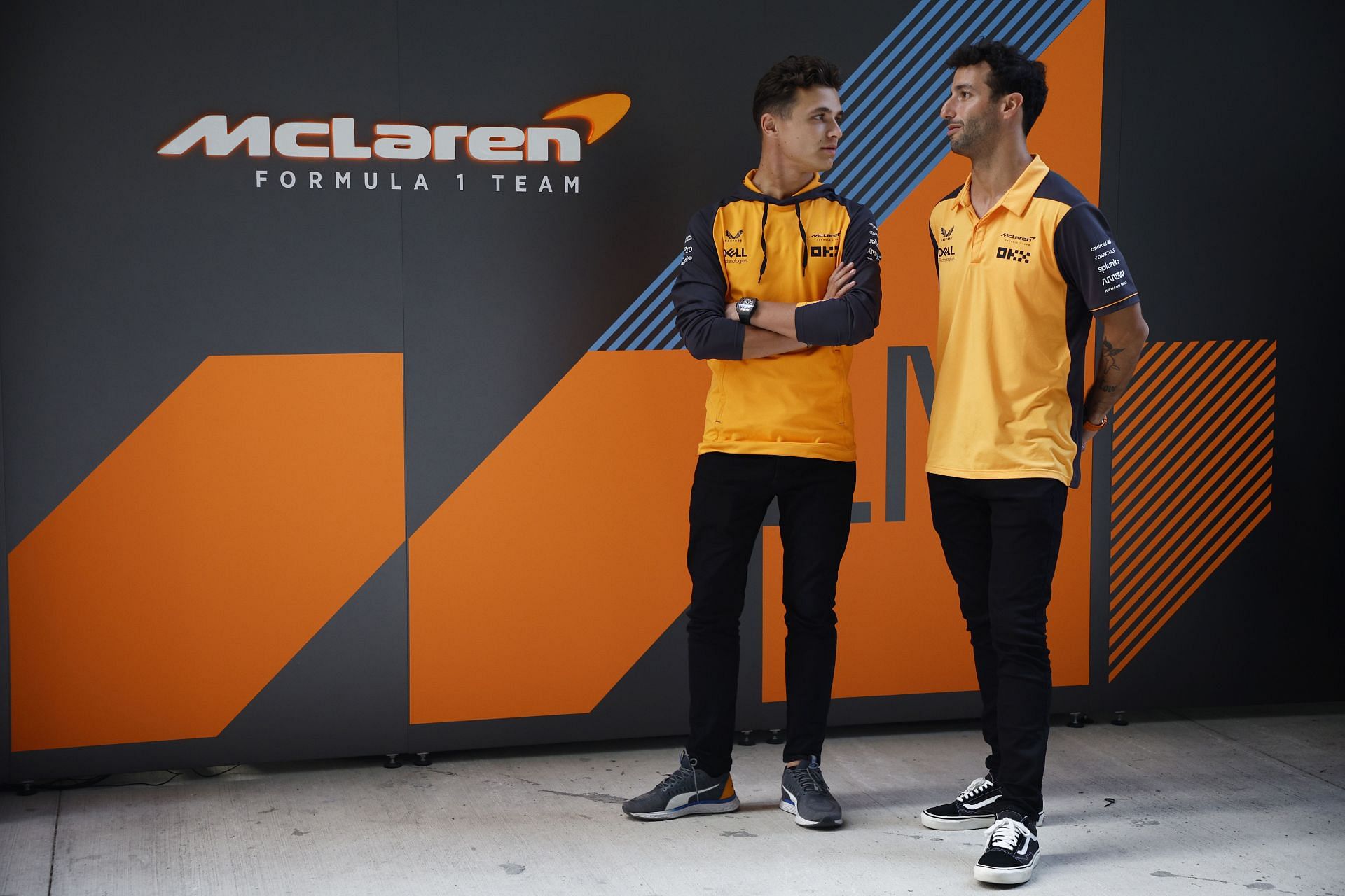 Daniel Ricciardo (right) continues to struggle against teammate Lando Norris (left) at McLaren