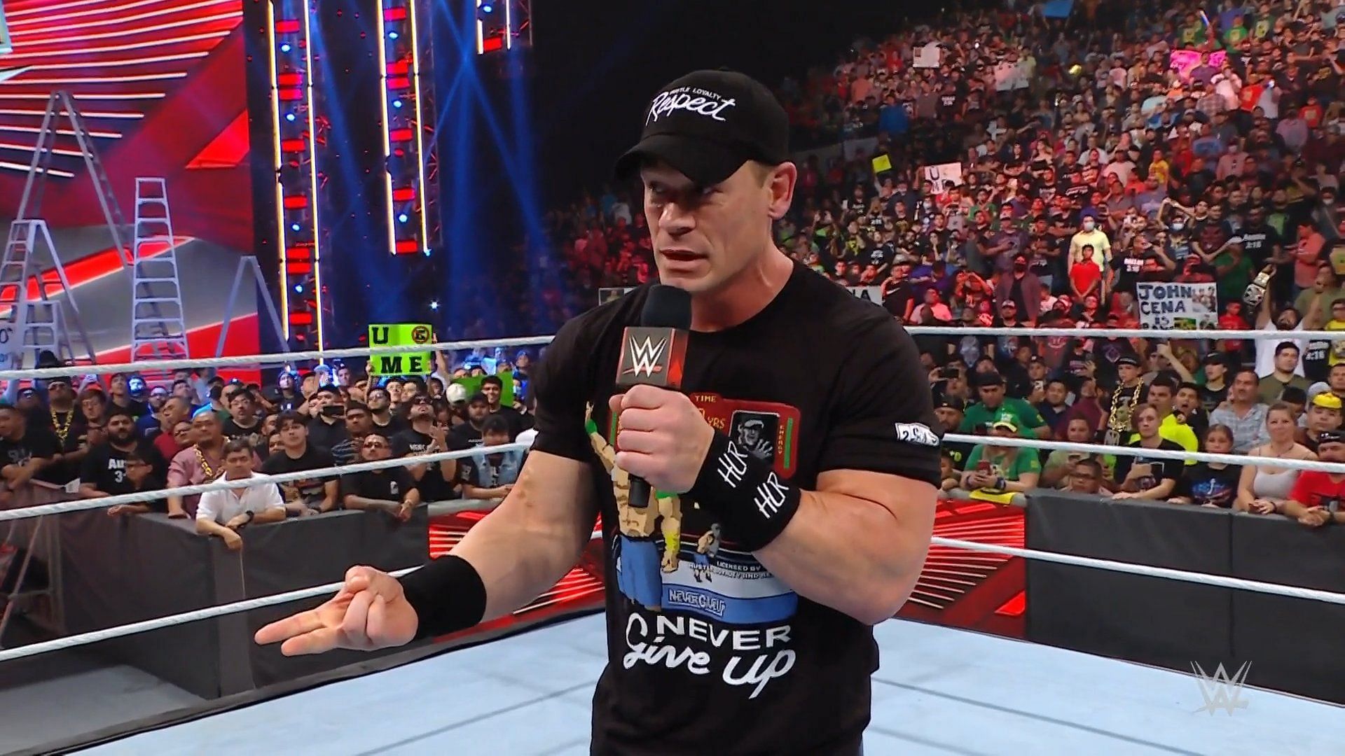 John Cena during his address to fans on RAW on his 20th anniversary
