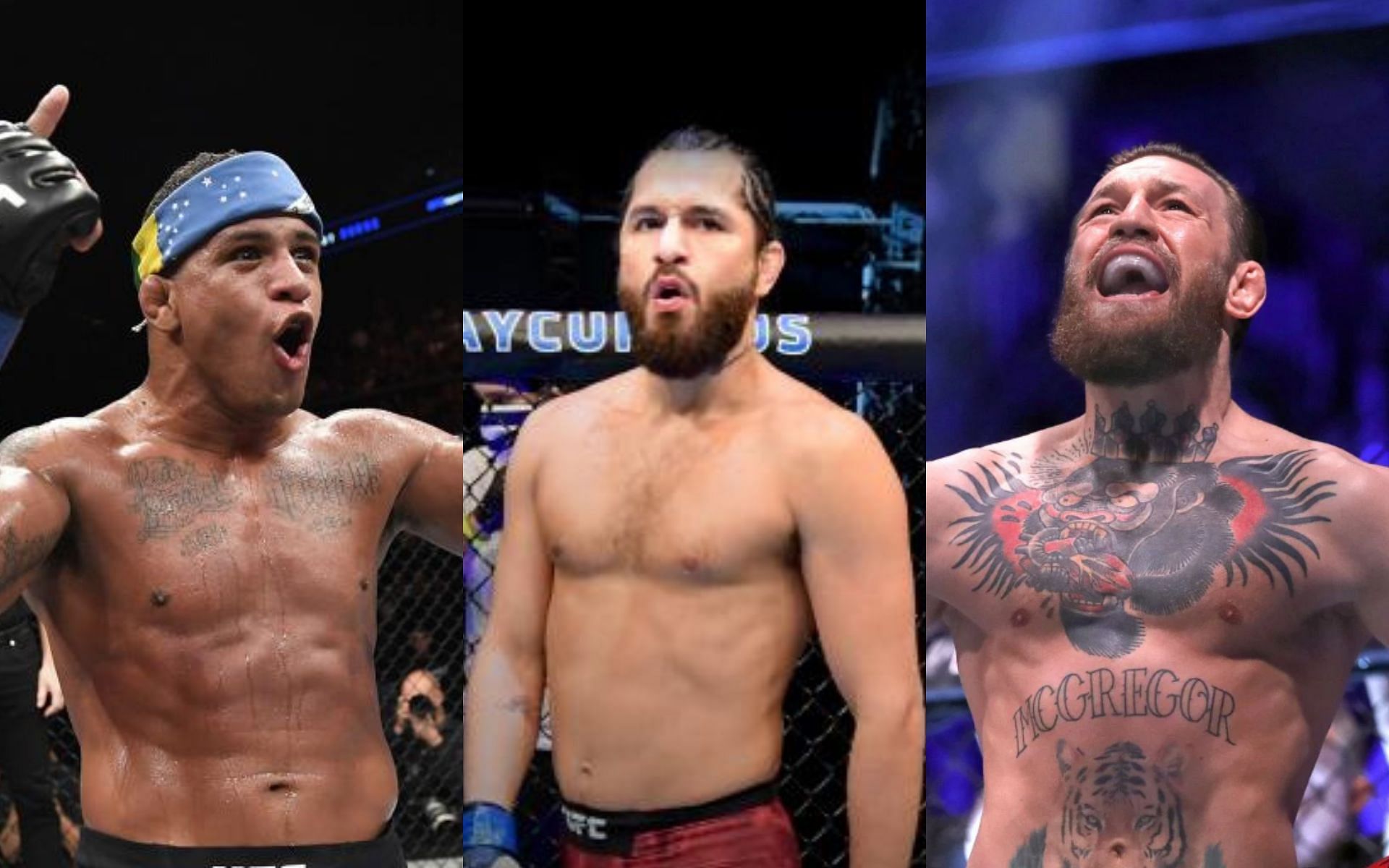 Gilbert Burns (left. Image credit: UFC.com), Jorge Masvidal (center. Image credit: UFC.com), Conor McGregor (right)