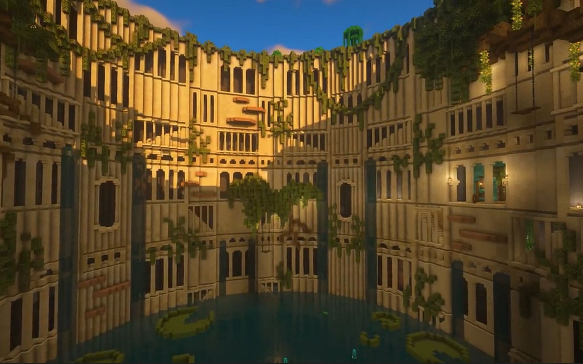 A mega structure built in Minecraft survival mode (Image via u/Hugleton Reddit)