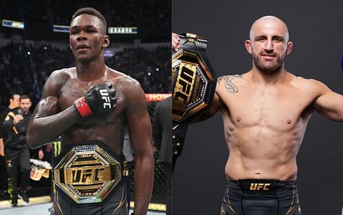 Israel Adesanya (left) and Alexander Volkanovski (right)(Images via Getty)