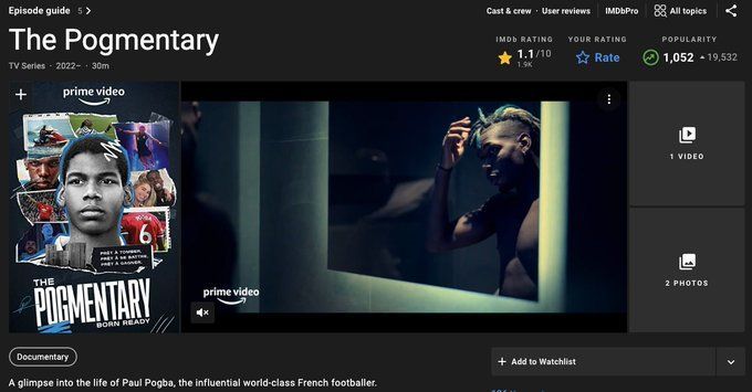 Paul Pogba's controversial new documentary 'The Pogmentary' rated the WORST  TV show or movie on IMDb