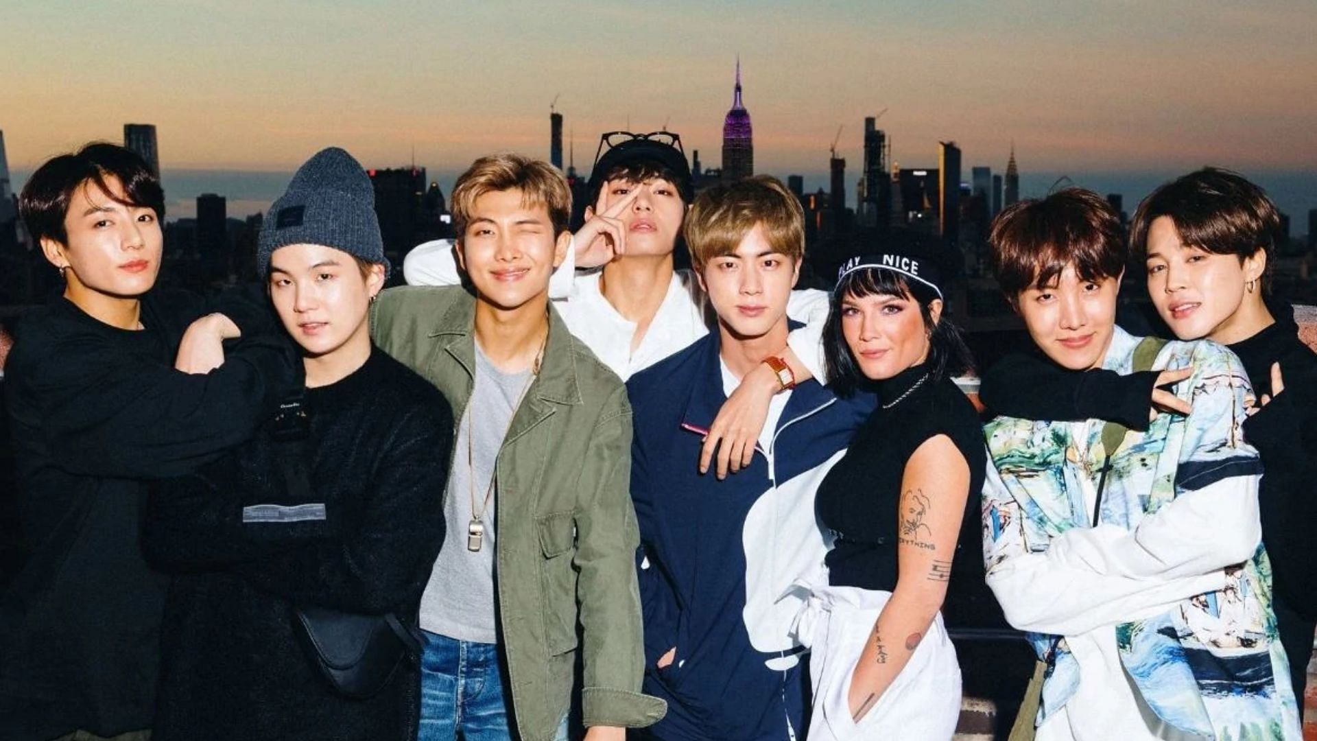 BTS with Halsey (Image via iHeartRadio)