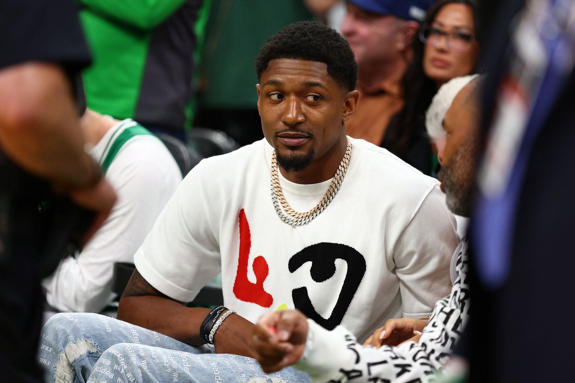Bradley Beal of the Washington Wizards courtside for Game 4 of the 2022 NBA Finals.