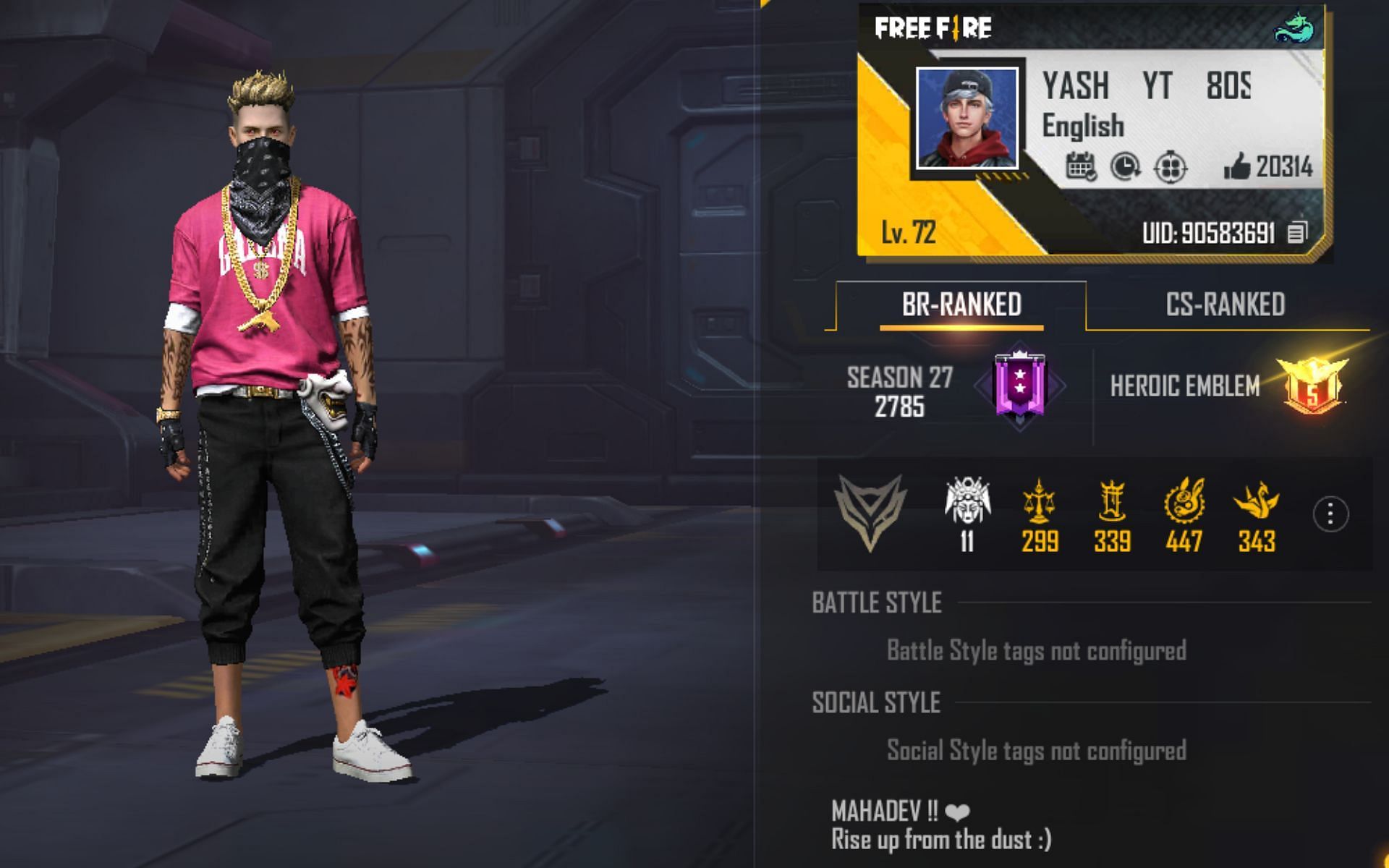 Boss Official&rsquo;s Free Fire MAX ID (Image via Garena)