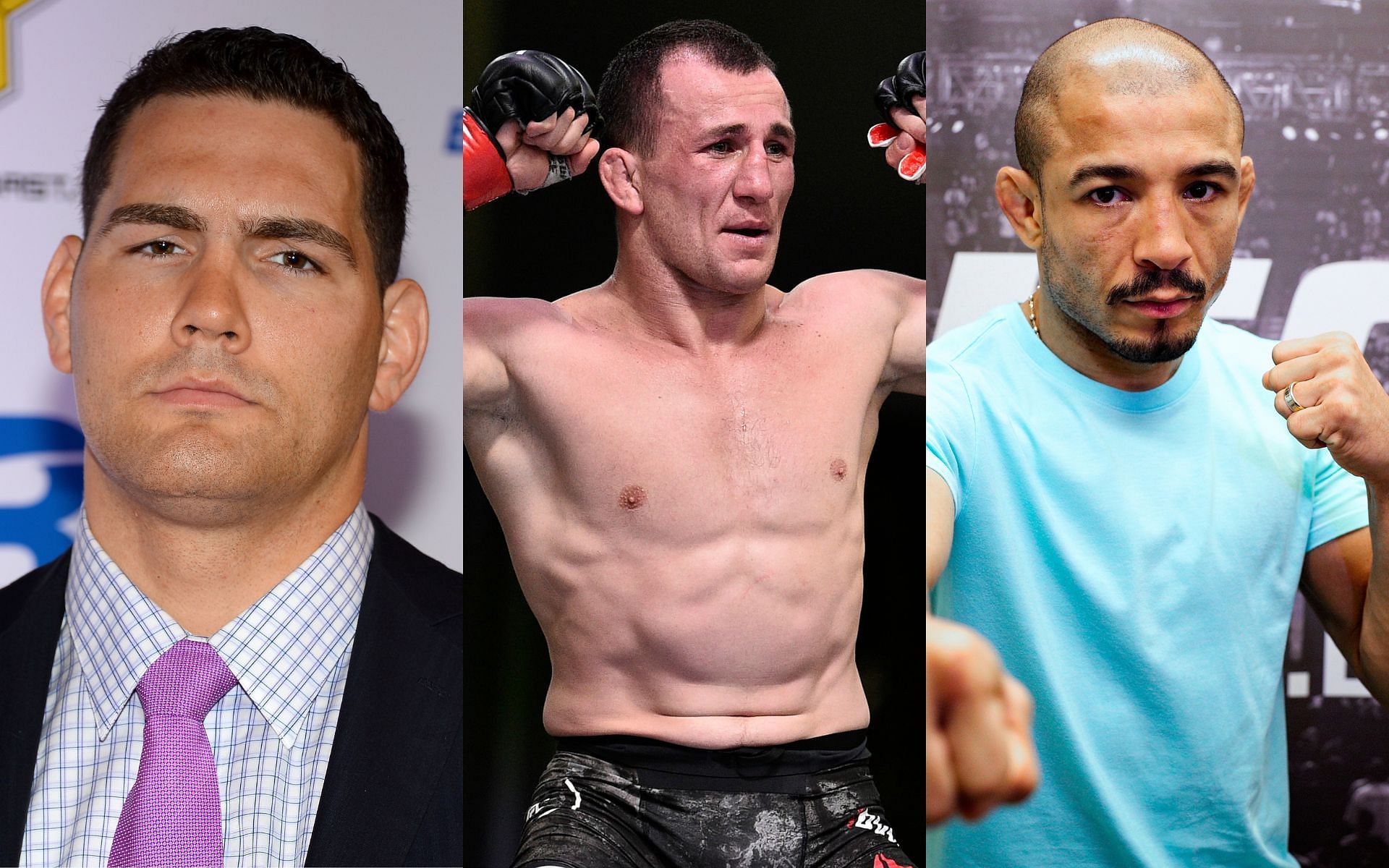 Weidman, Dvalishvili, and Aldo (left, center, and right)