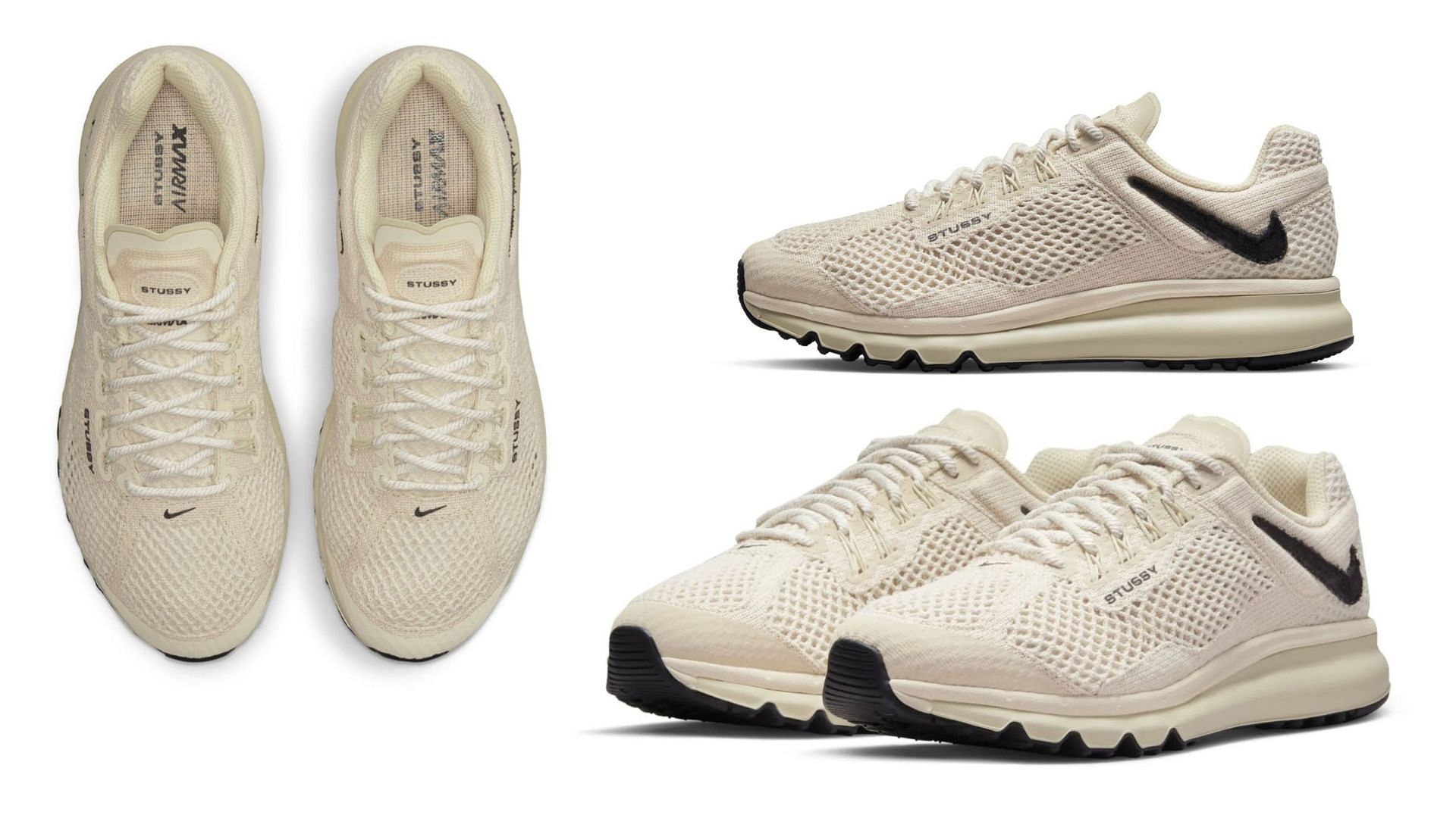 Take a closer look at the Stussy x Nike Air Max 2015 Fossil colorway (Image via Sportskeeda)