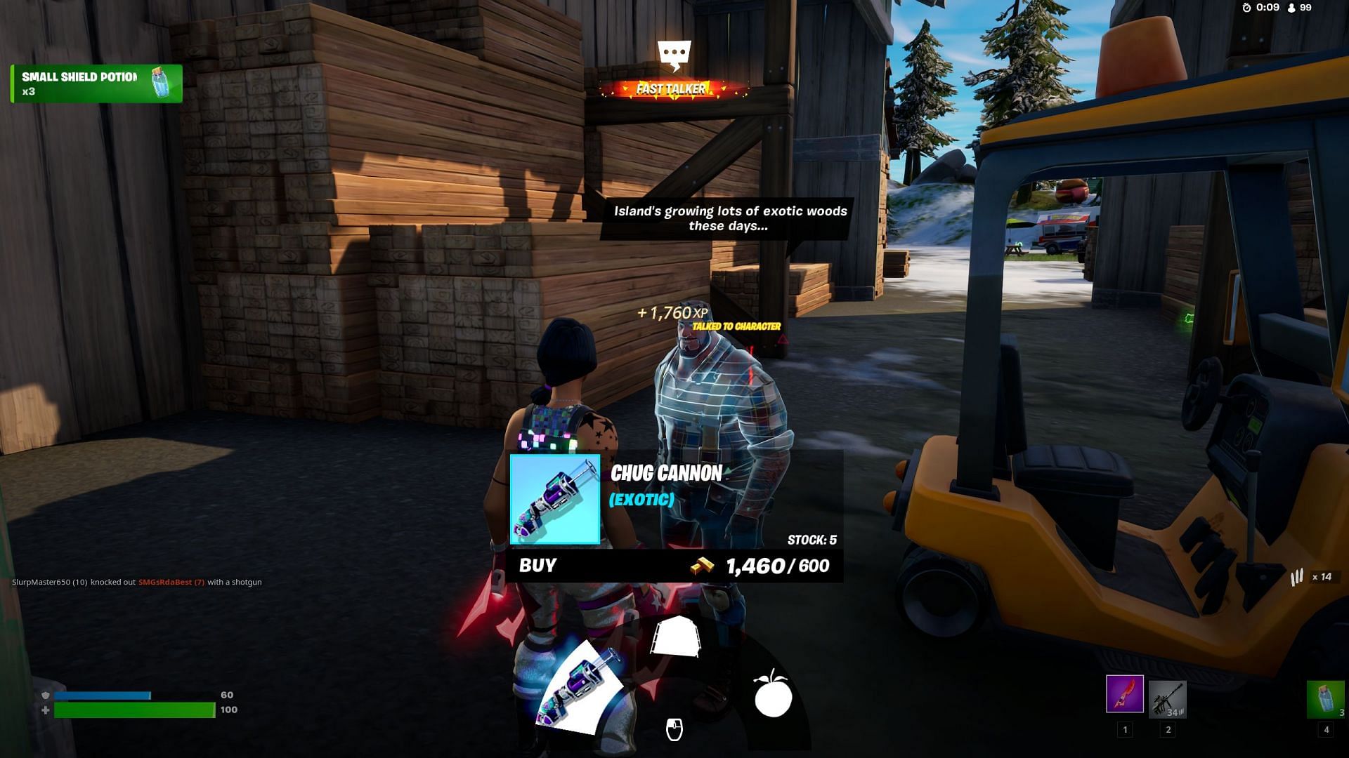 One can purchase Chug Cannon from Kyle to perform the glitch faster. [Image via Epic Games]