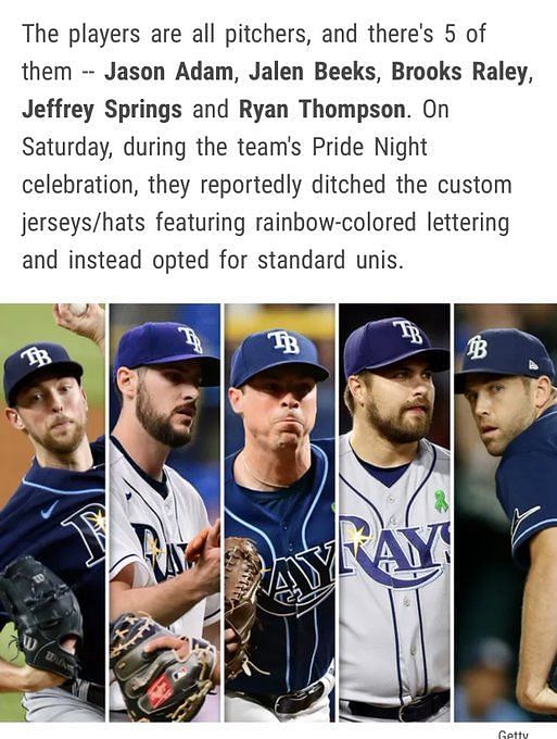 5 Tampa Bay Rays Players DECLINE To Wear PRIDE Patch - Make STATEMENT  Citing Their Faith 