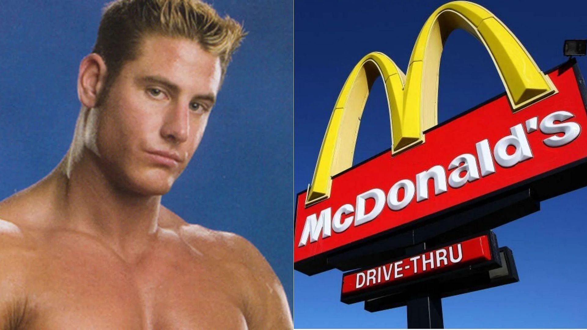 Rene Dupree (credit: WWE) and a McDonald&#039;s sign (credit: Justin Sullivan/Getty Images)