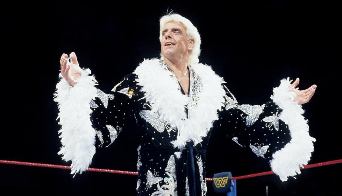 Ric Flair styles and profiles in his elegant, stylish robe