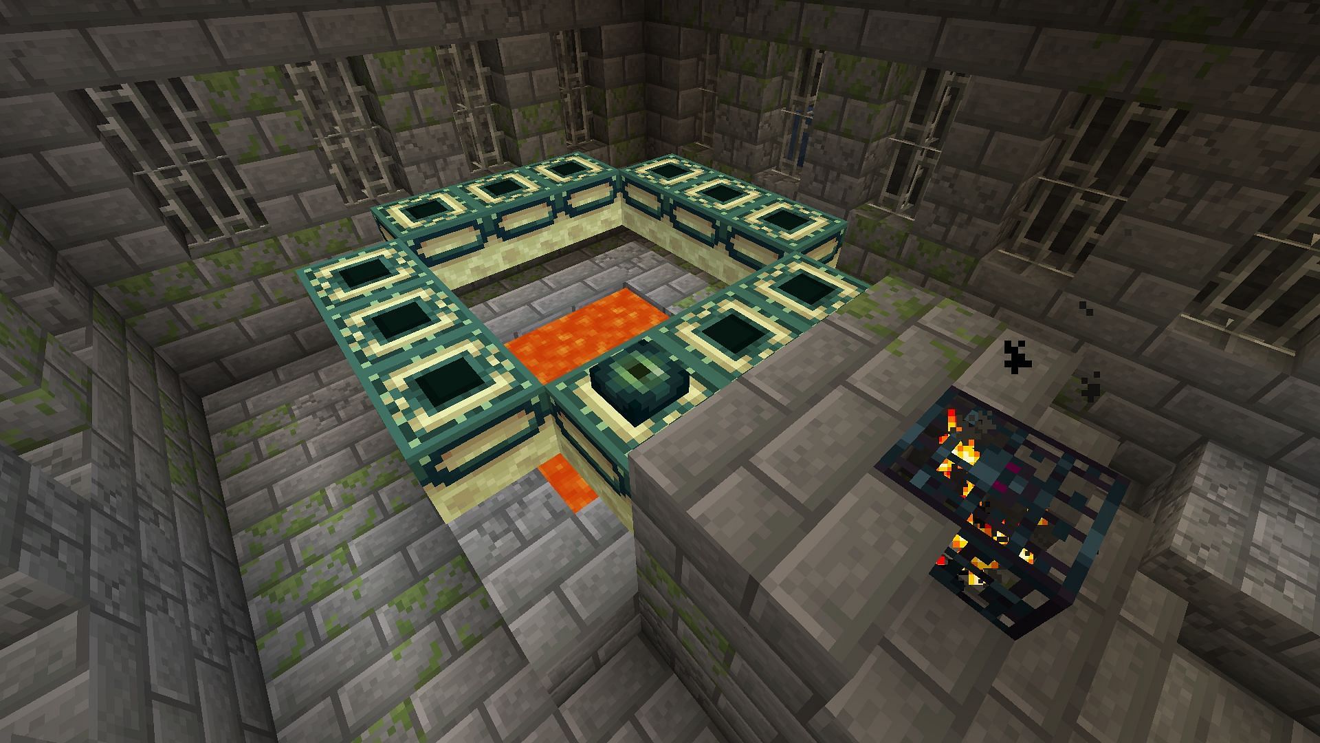 An example of the end portal found in strongholds (Image via Minecraft)