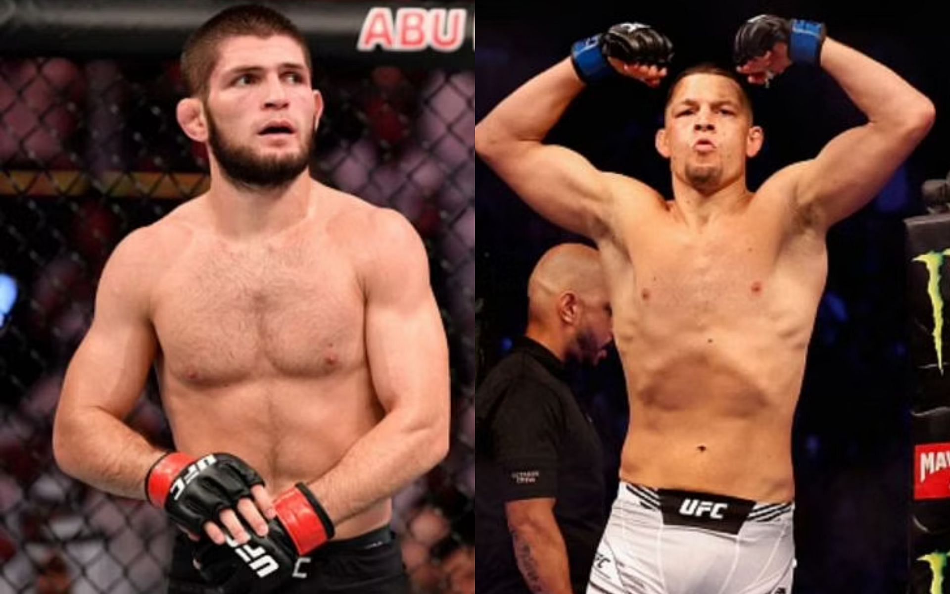 Khabib Nurmagomedov (left) and Nate Diaz (right)