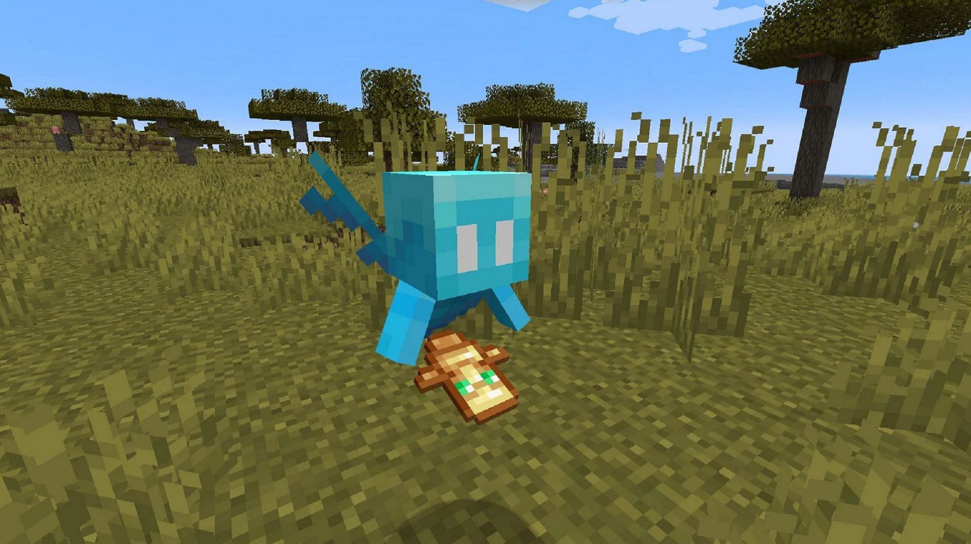 The allay carrying a Totem of Undying (Image via Mojang)